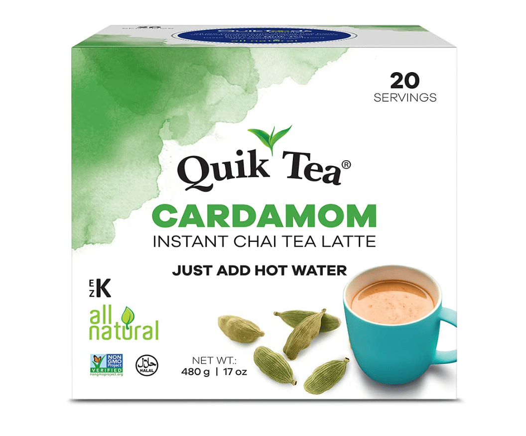 QuikTea Cardamom Instant Chai Tea Latte, one of the best teas for a sore throat